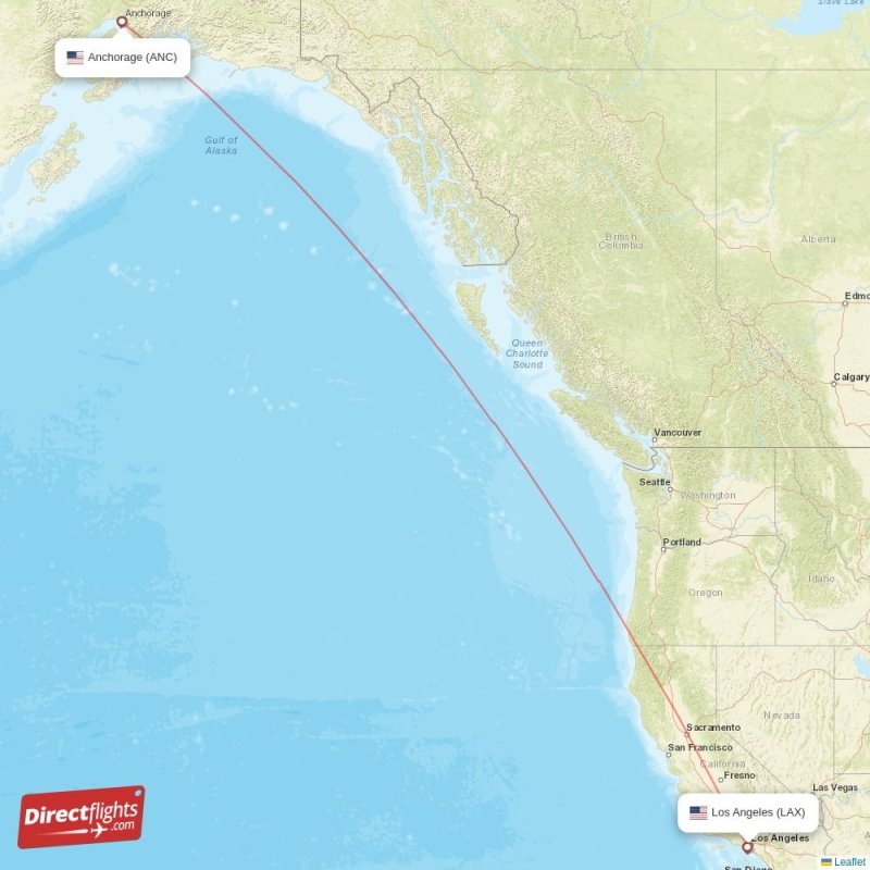 Direct flights from Los Angeles to Anchorage, LAX to ANC nonstop