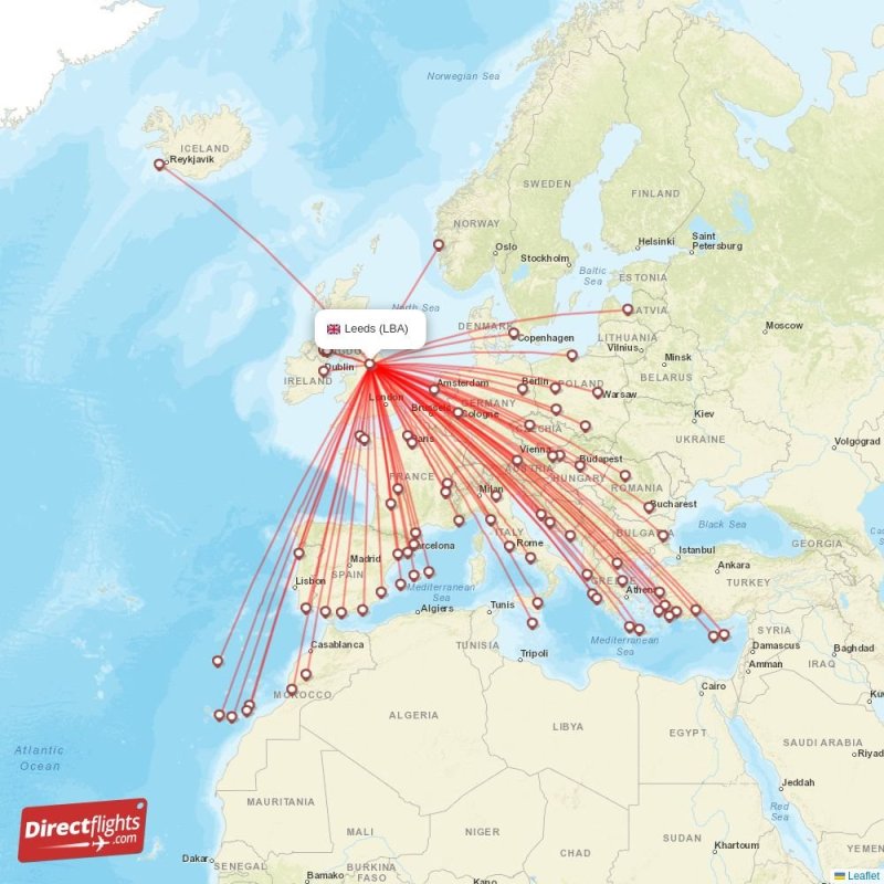 Direct flights to Leeds LBA, United Kingdom
