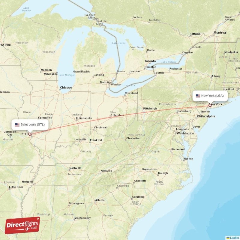 Direct flights from New York to Saint Louis, LGA to STL nonstop
