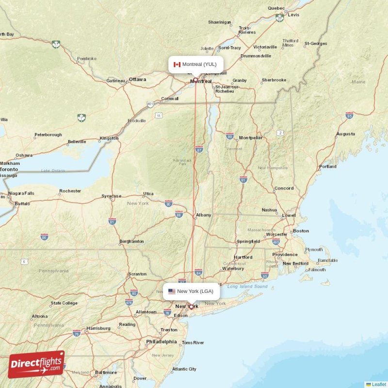 Direct flights from New York to Montreal, LGA to YUL nonstop