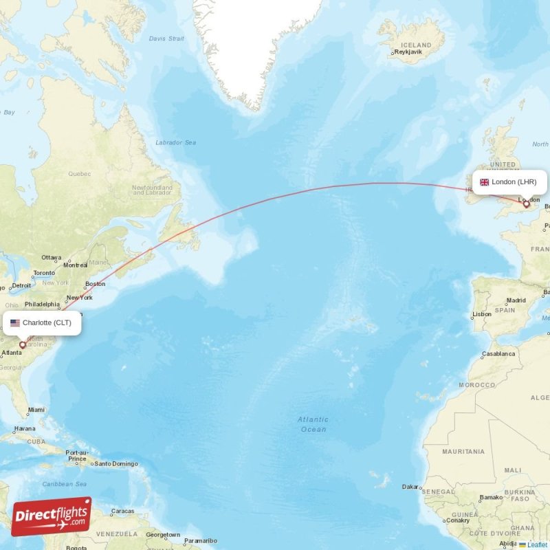 Direct flights from London to Charlotte, LHR to CLT nonstop