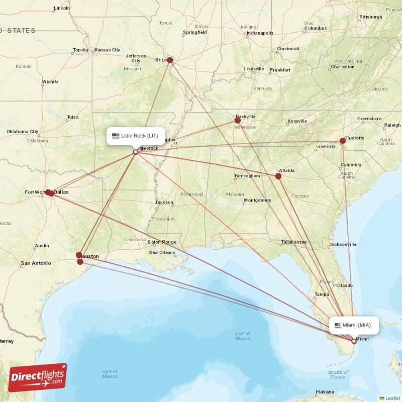 Direct flights from Little Rock to Miami, LIT to MIA nonstop