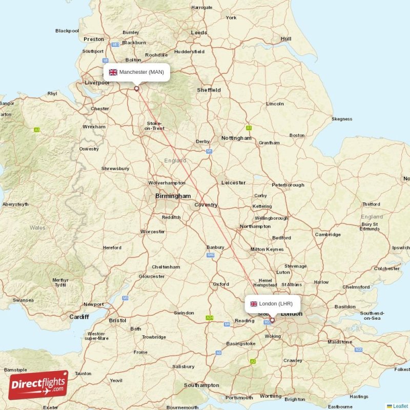Direct flights from Manchester to London, MAN to LHR nonstop