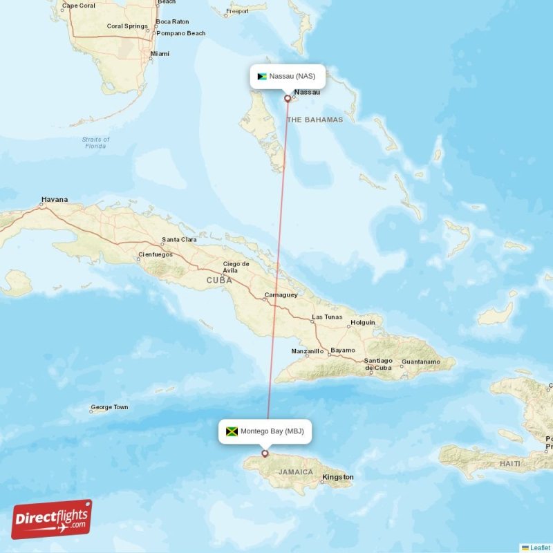 Direct flights from Montego Bay to Nassau, MBJ to NAS nonstop