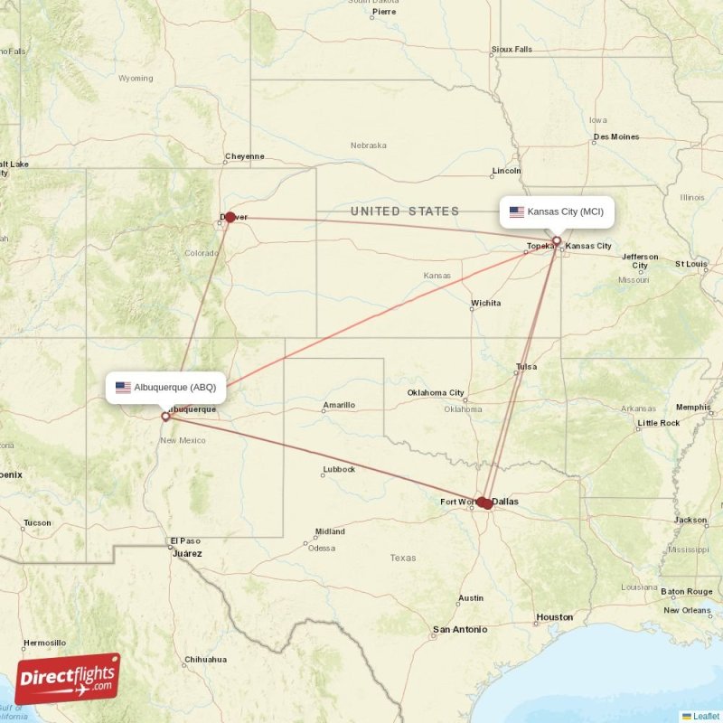 Direct flights from Kansas City to Albuquerque, MCI to ABQ nonstop
