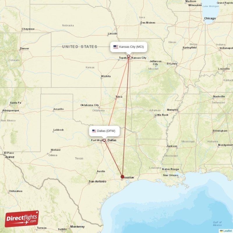 Direct flights from Kansas City to Dallas, MCI to DFW nonstop