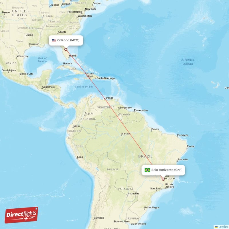 Direct flights from Orlando to Belo Horizonte, MCO to CNF nonstop