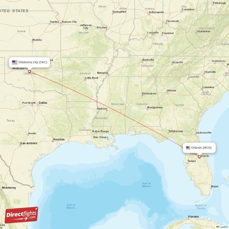 Direct flights from Orlando to Oklahoma City, MCO to OKC nonstop