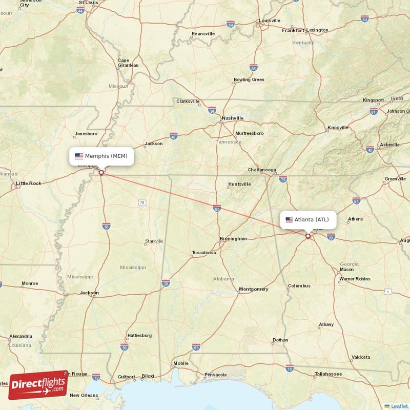 Direct flights from Memphis to Atlanta (MEMATL)