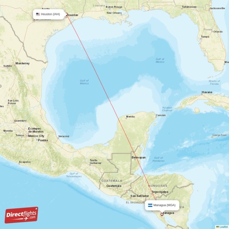 Direct flights from Managua to Houston, MGA to IAH nonstop