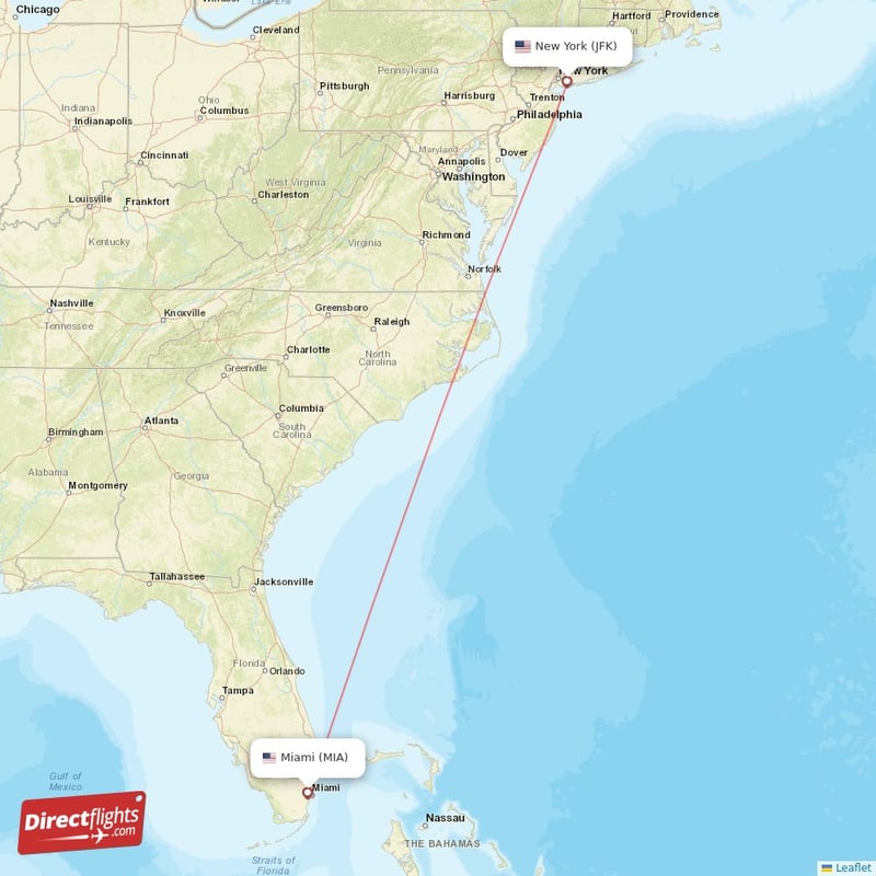 Direct flights from Miami to New York, MIA to JFK non-stop 