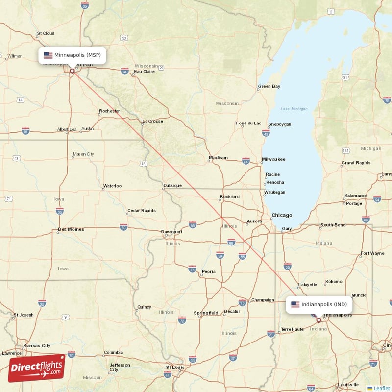Direct flights from Minneapolis to Indianapolis, MSP to IND nonstop