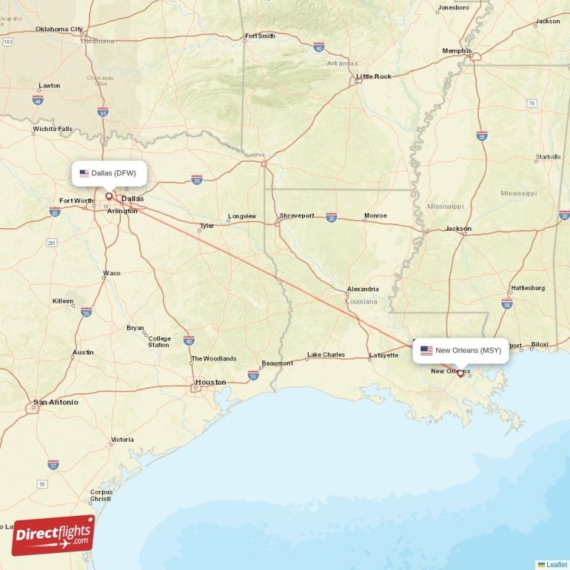 Direct flights from New Orleans to Dallas, MSY to DFW nonstop