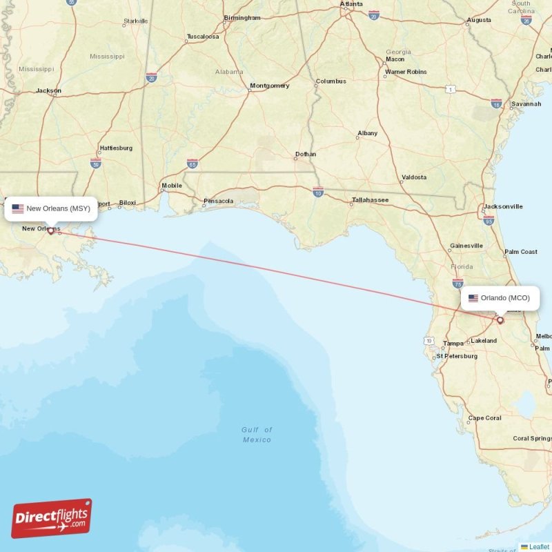 Direct flights from New Orleans to Orlando, MSY to MCO nonstop