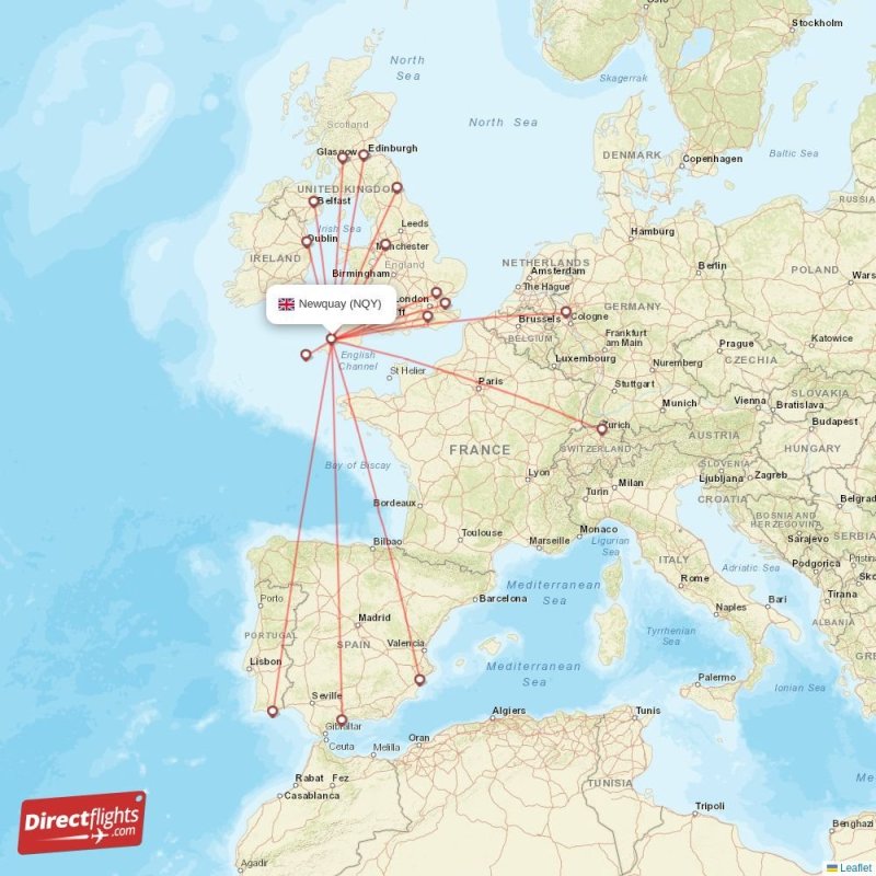 Direct flights from Newquay 16 destinations NQY, United Kingdom