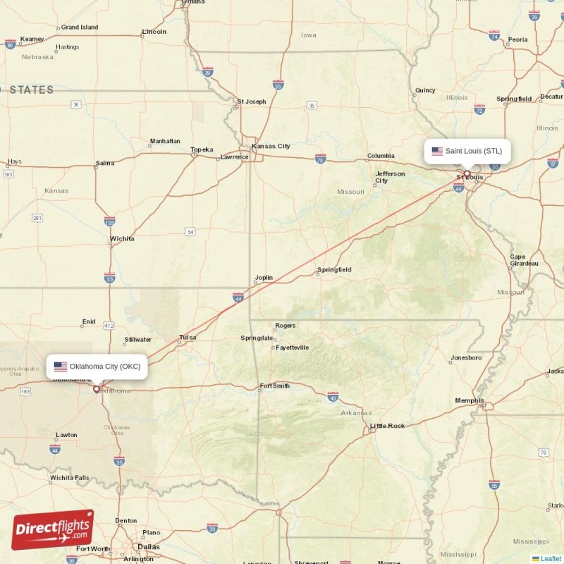 Direct flights from Oklahoma City to Saint Louis, OKC to STL nonstop