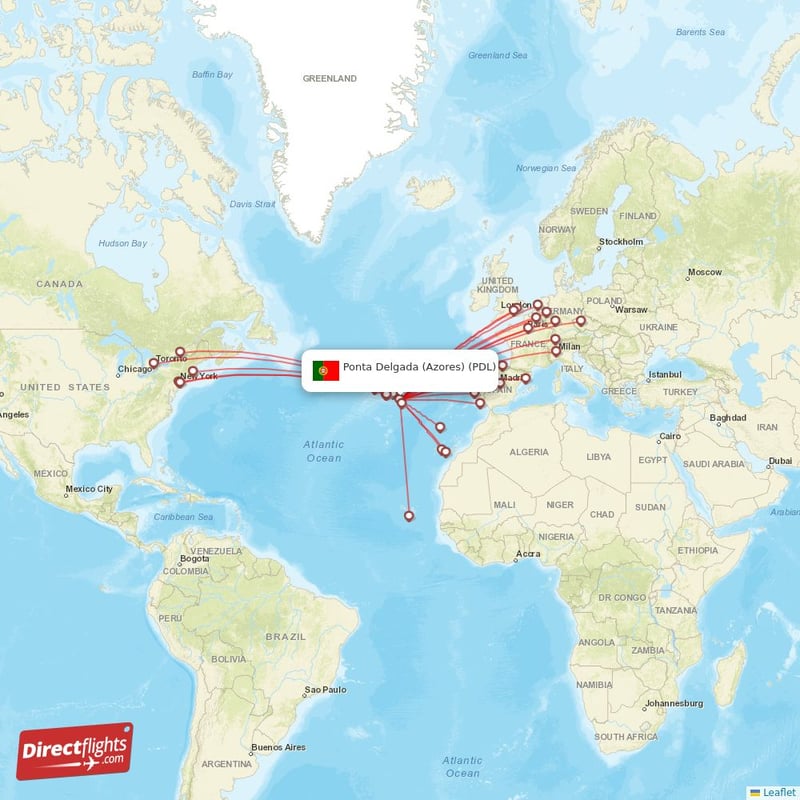 Direct flights from Ponta Delgada (Azores) 33 destinations PDL