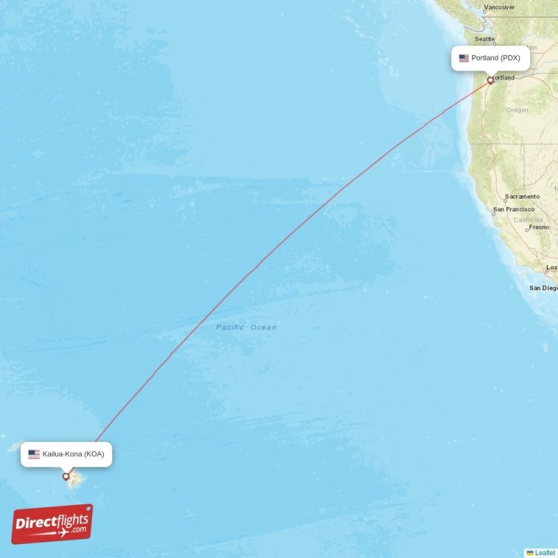 Direct flights from Portland to KailuaKona, PDX to KOA nonstop