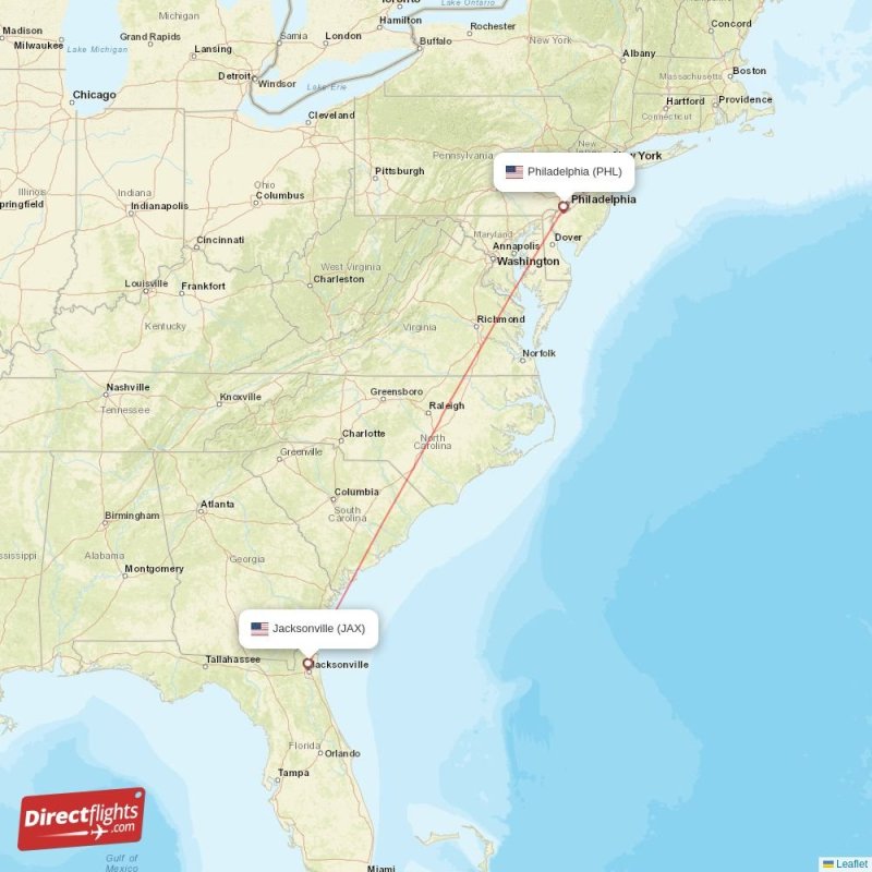 Direct flights from Philadelphia to Jacksonville, PHL to JAX nonstop