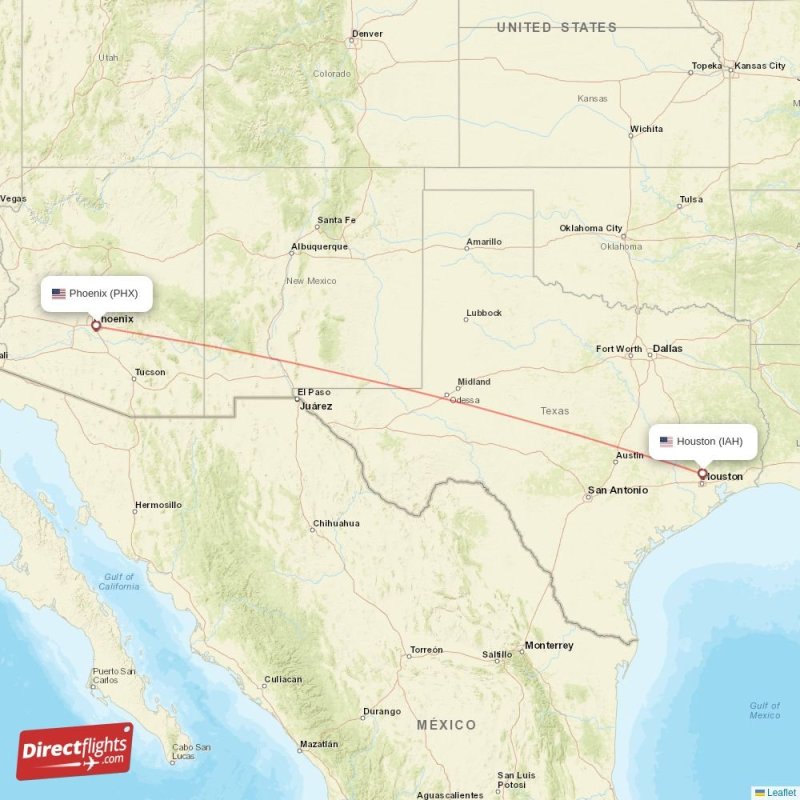 Direct flights from Phoenix to Houston, PHX to IAH nonstop