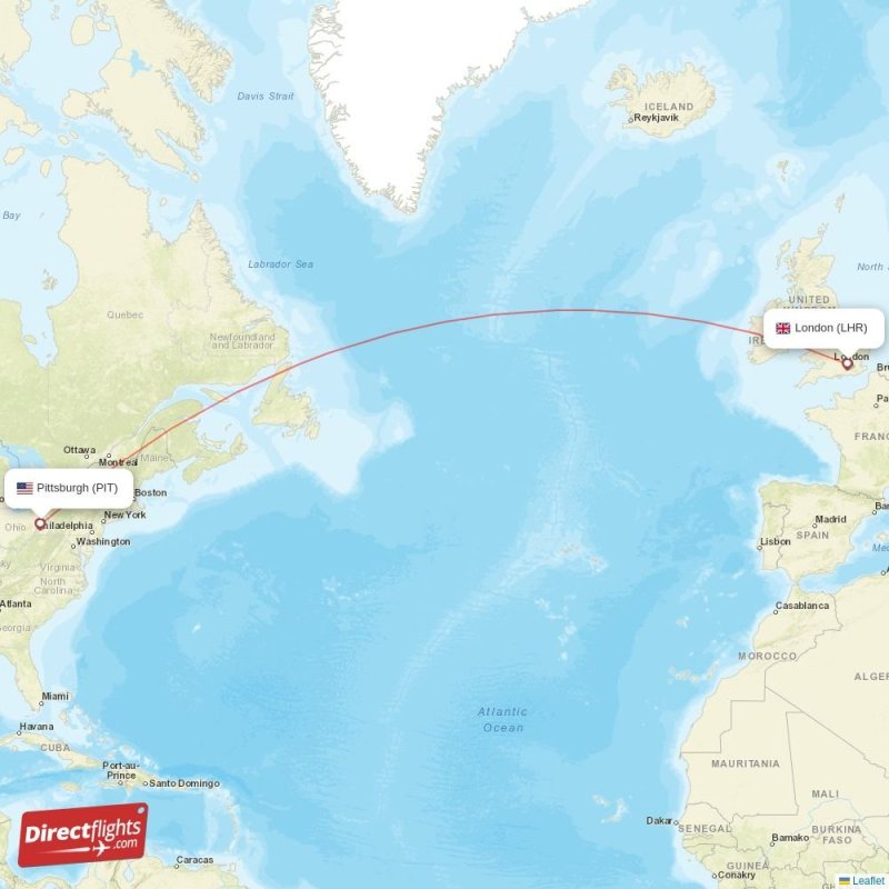 Direct flights from Pittsburgh to London, PIT to LHR nonstop