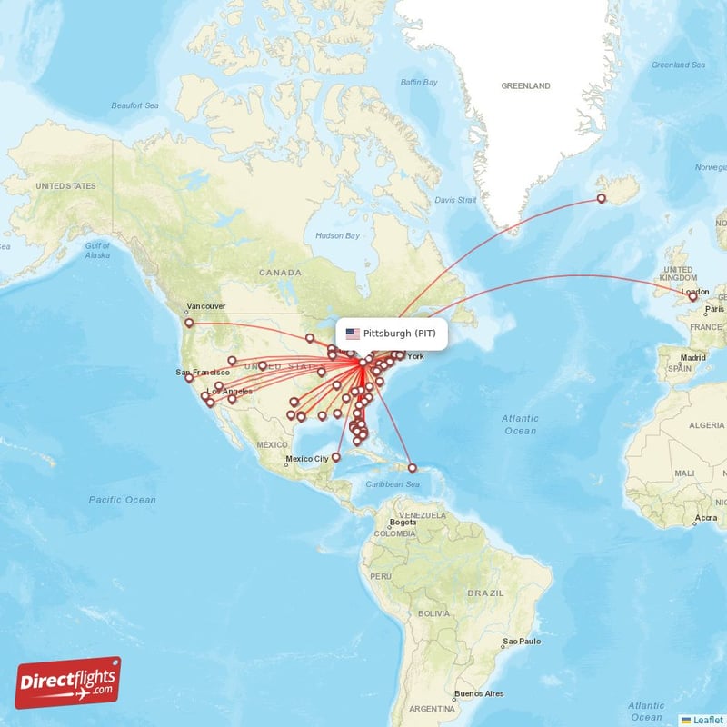 Direct flights from Pittsburgh 61 destinations PIT, USA