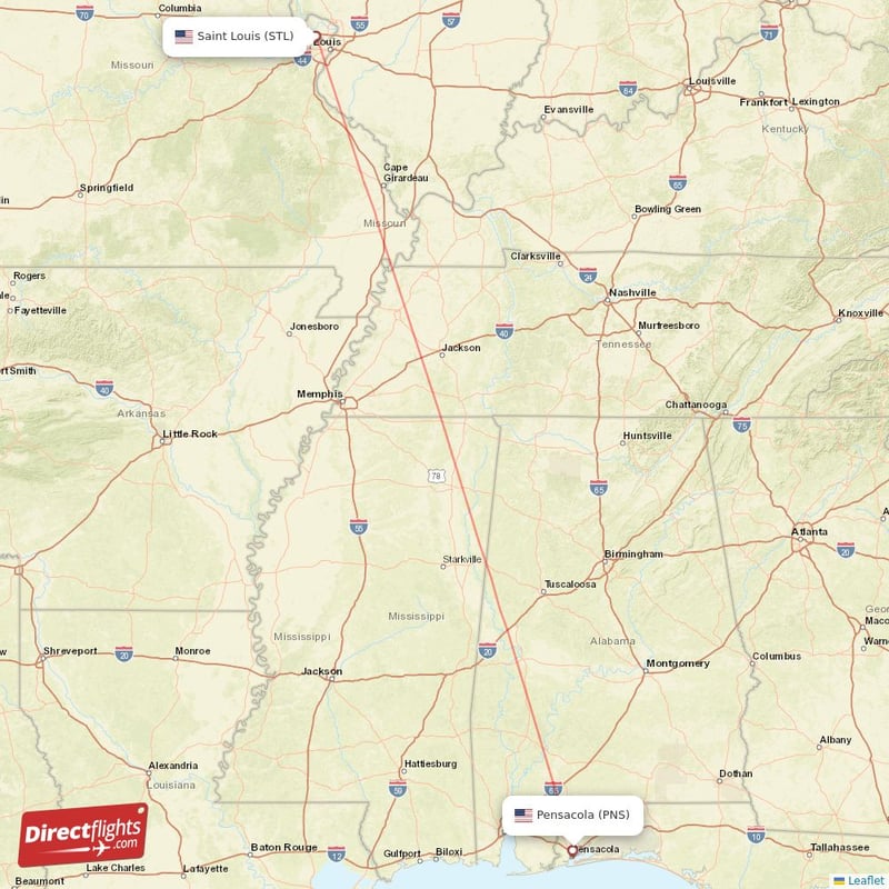Direct flights from Pensacola to Saint Louis, PNS to STL nonstop