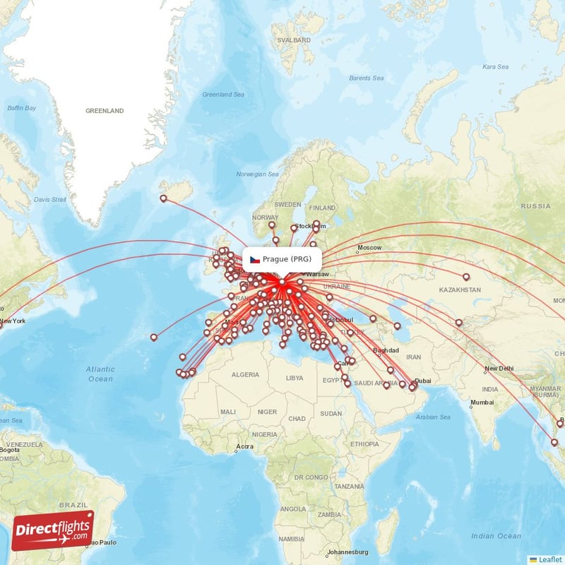 Direct flights from Prague 143 destinations PRG, Czech Republic