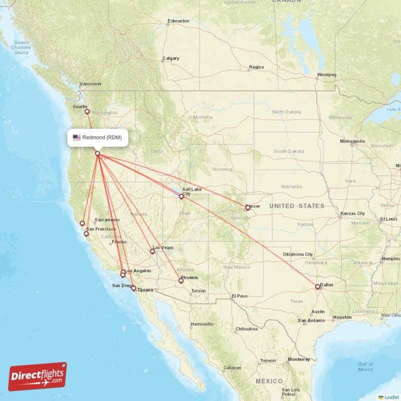 Direct flights from Redmond 13 destinations RDM, USA