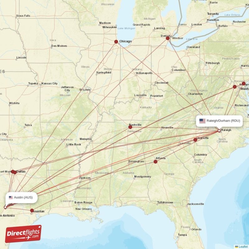 Direct flights from Raleigh/Durham to Austin, RDU to AUS nonstop