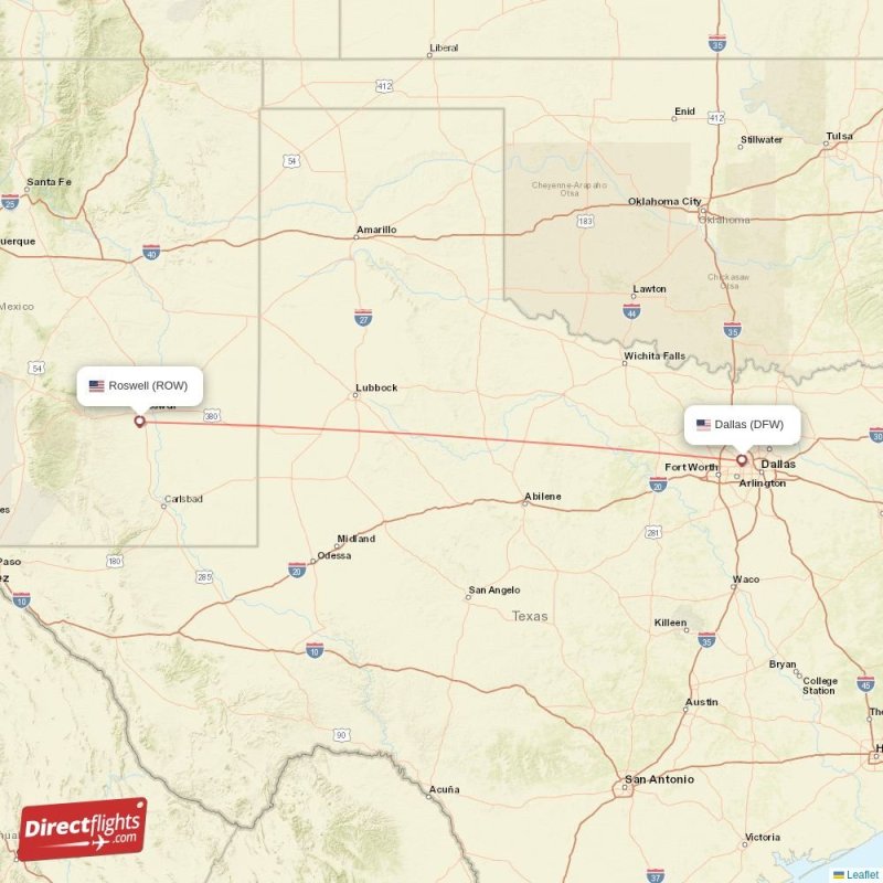 Direct flights from Roswell 1 destinations ROW, USA