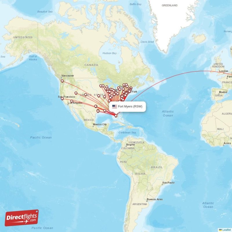 Direct flights from Fort Myers 69 destinations RSW, USA