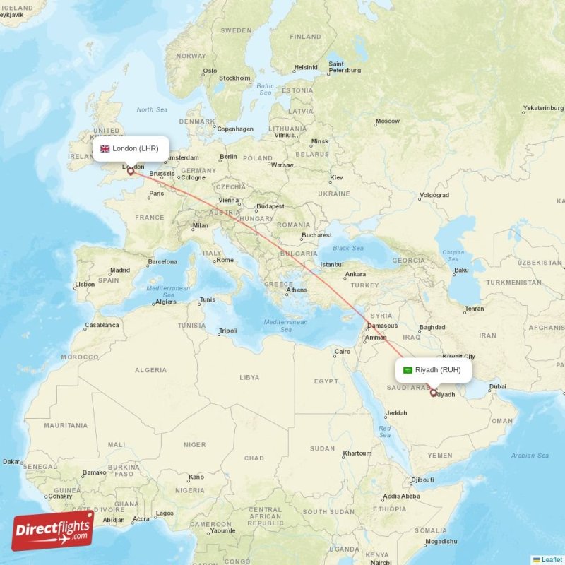 Direct flights from Riyadh to London, RUH to LHR nonstop