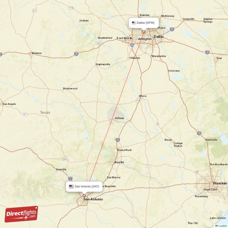 Direct flights from San Antonio to Dallas, SAT to DFW nonstop
