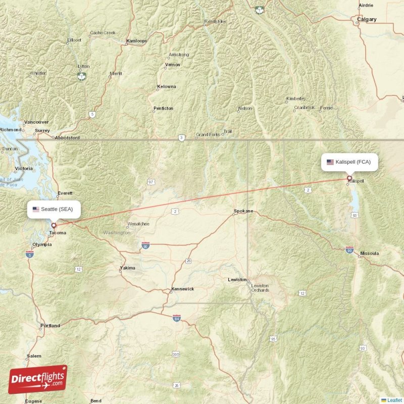 Direct flights from Seattle to Kalispell, SEA to FCA nonstop