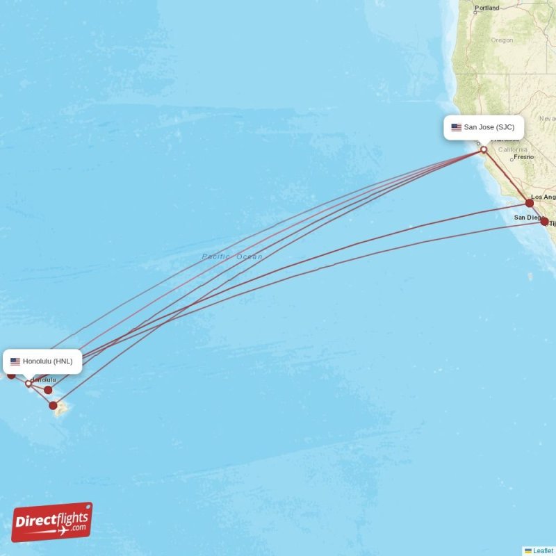 Direct flights from San Jose to Honolulu, SJC to HNL nonstop