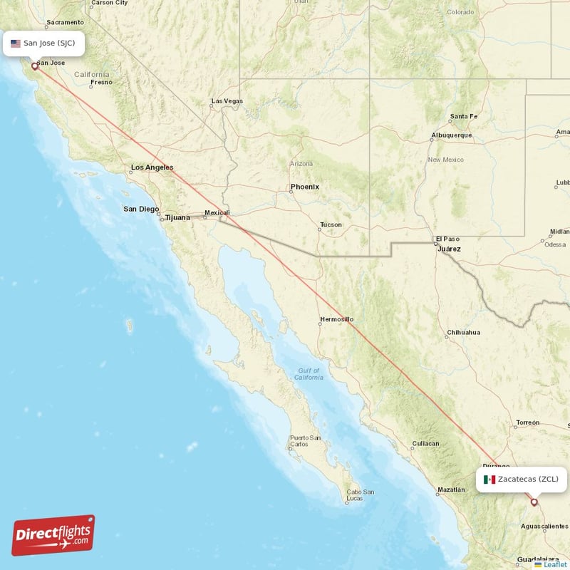Direct flights from San Jose to Zacatecas, SJC to ZCL nonstop