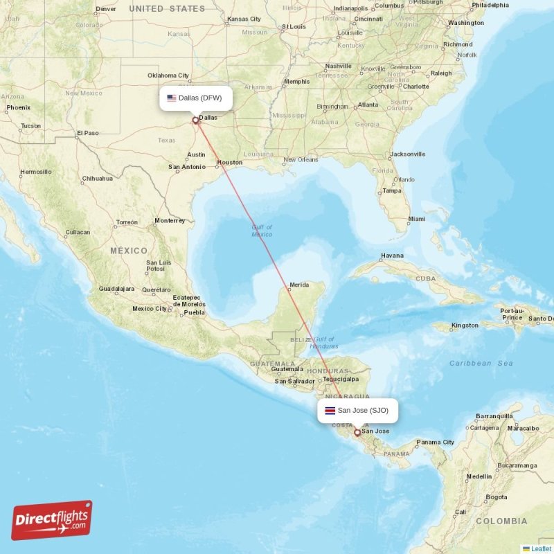 Direct flights from San Jose to Dallas, SJO to DFW nonstop