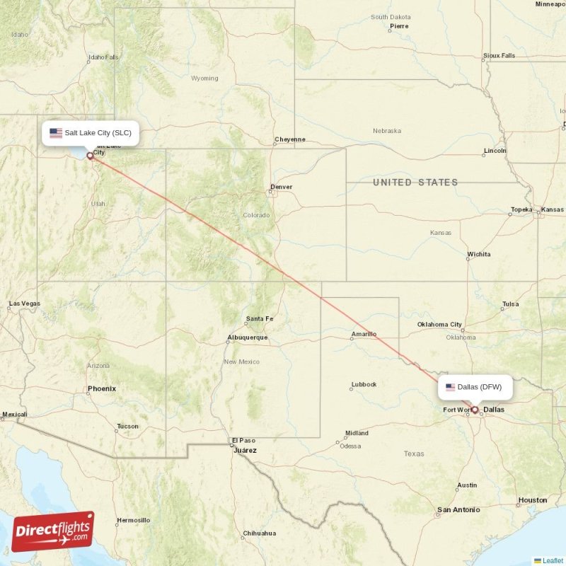 Direct flights from Salt Lake City to Dallas, SLC to DFW nonstop