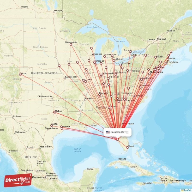Direct flights to Sarasota SRQ, USA