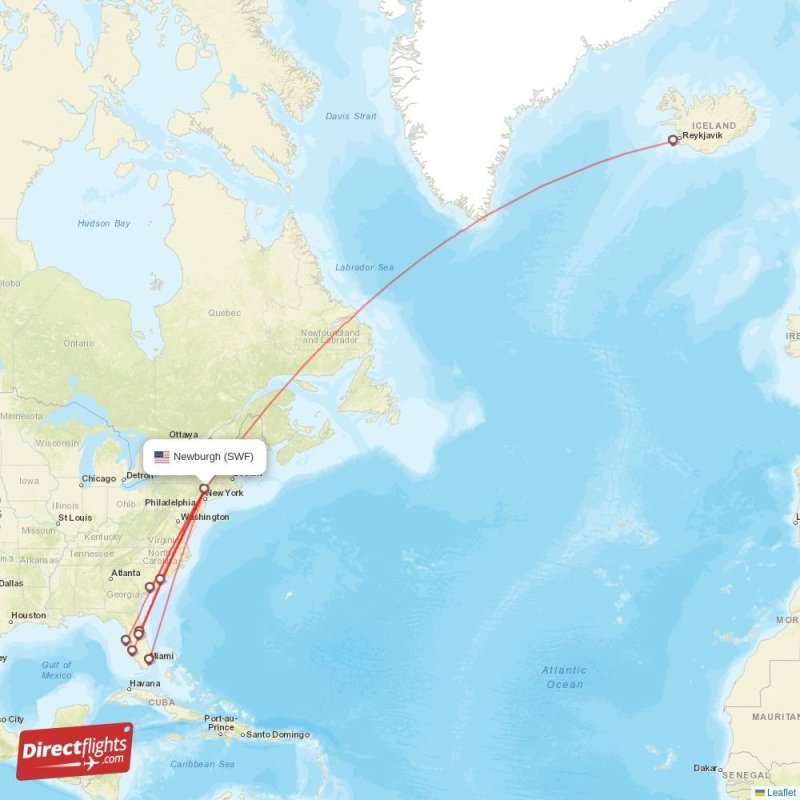 Direct flights from Newburgh 11 destinations SWF, USA