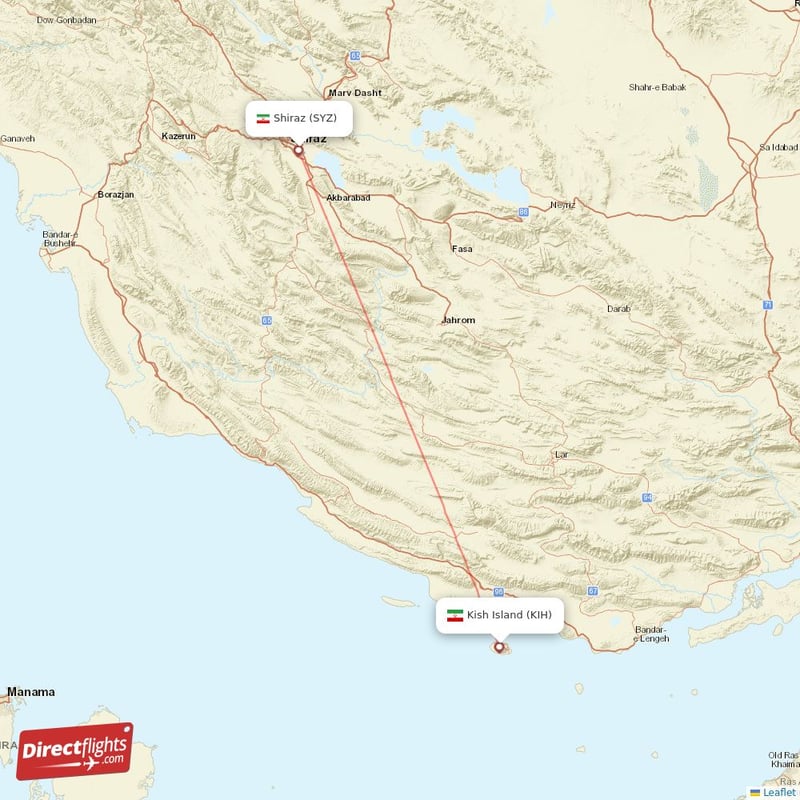 Direct flights from Shiraz to Kish Island, SYZ to KIH nonstop