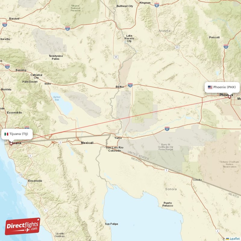Direct flights from Tijuana to Phoenix, TIJ to PHX nonstop