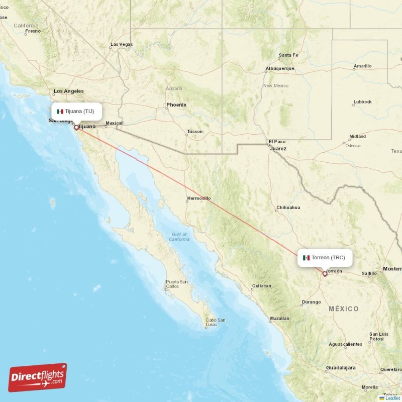 Direct flights from Tijuana to Torreon, TIJ to TRC nonstop