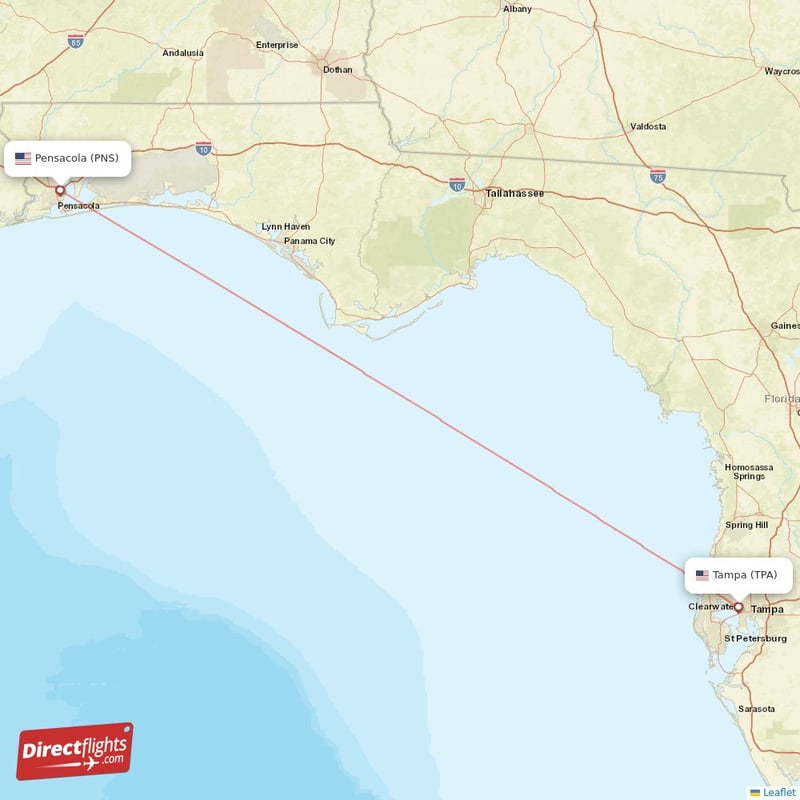 Direct flights from Tampa to Pensacola, TPA to PNS nonstop