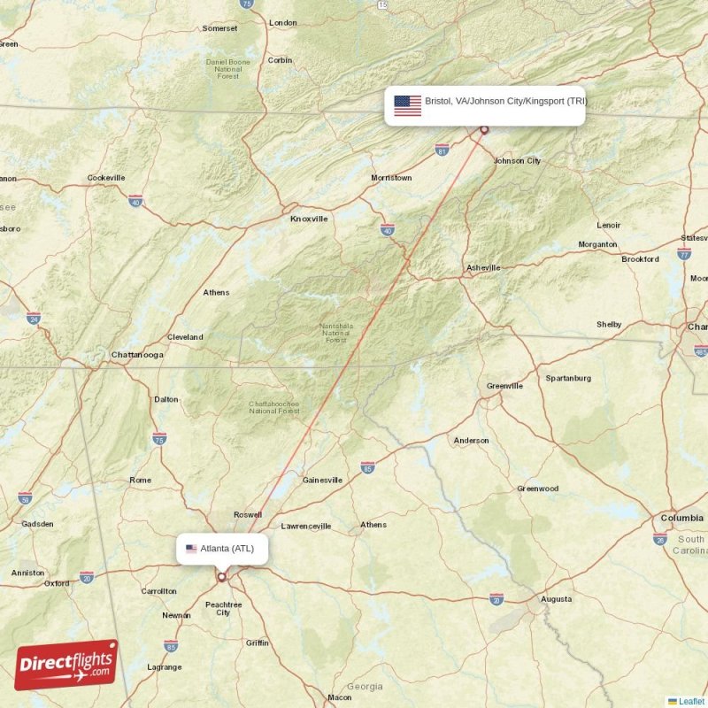 Direct flights from Bristol, VA/Johnson City/Kingsport to Atlanta, TRI to ATL nonstop