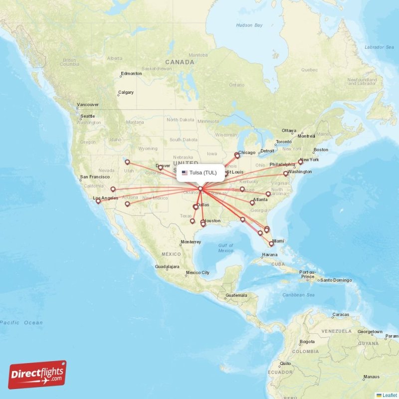 Direct flights from Tulsa 20 destinations TUL, USA