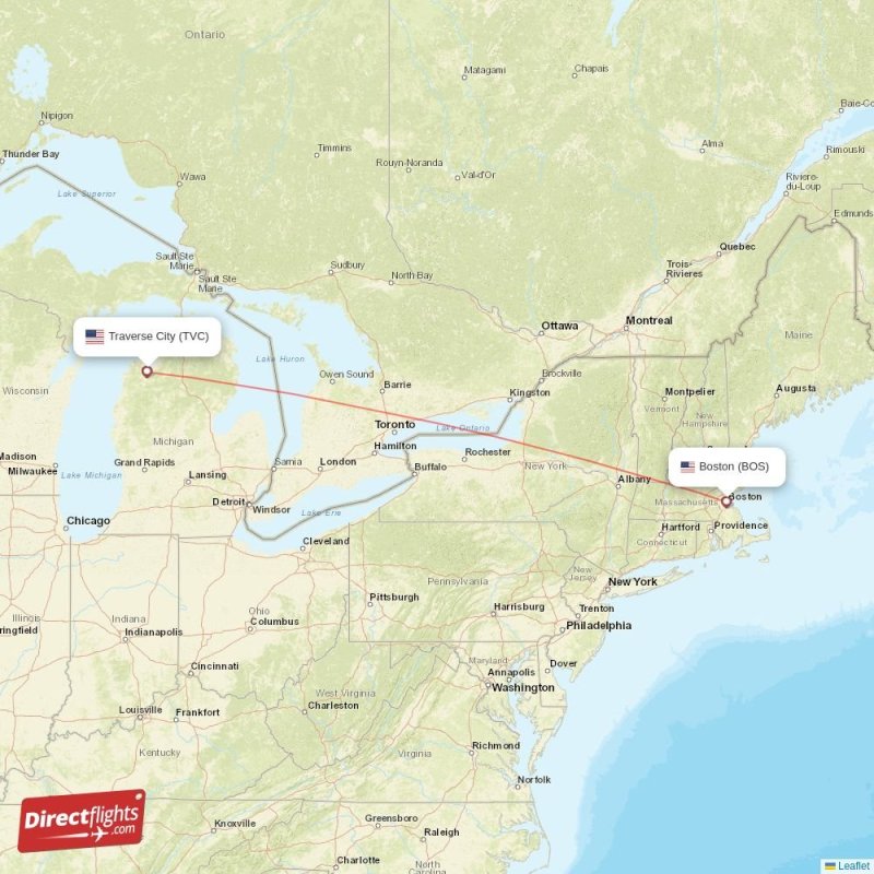 Direct flights from Traverse City to Boston, TVC to BOS nonstop