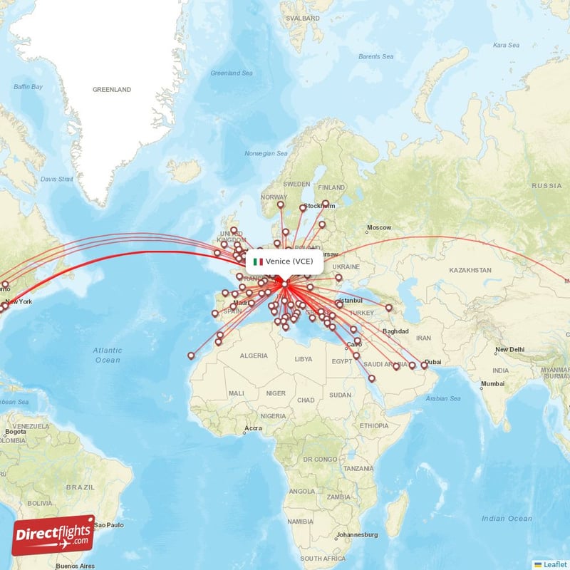 Direct flights from Venice 97 destinations VCE, Italy