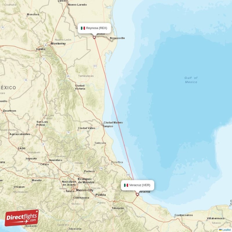 Direct flights from Veracruz to Reynosa, VER to REX nonstop